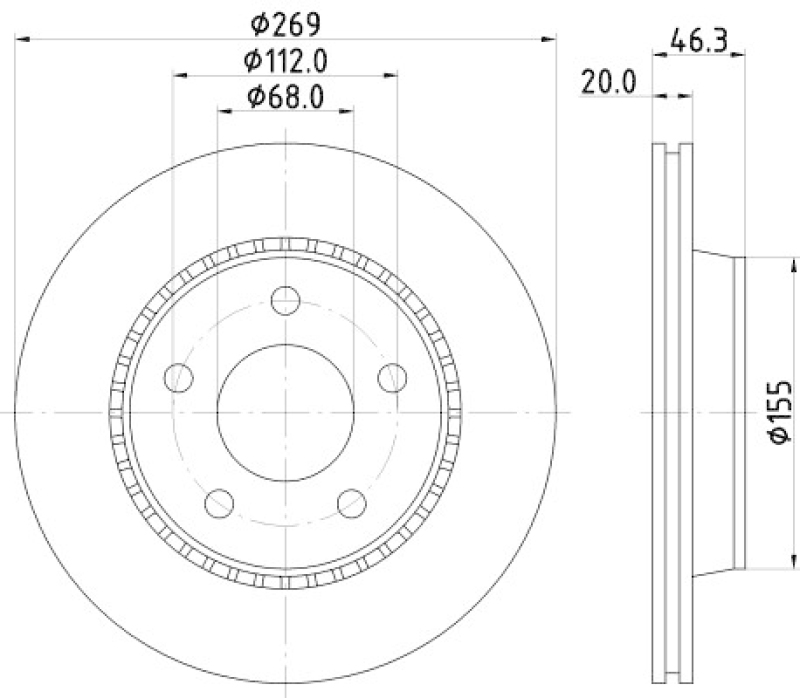 2x HELLA Brake Disc