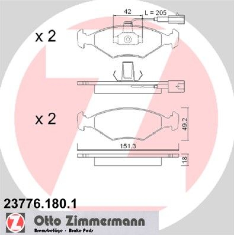 ZIMMERMANN Brake Pad Set, disc brake