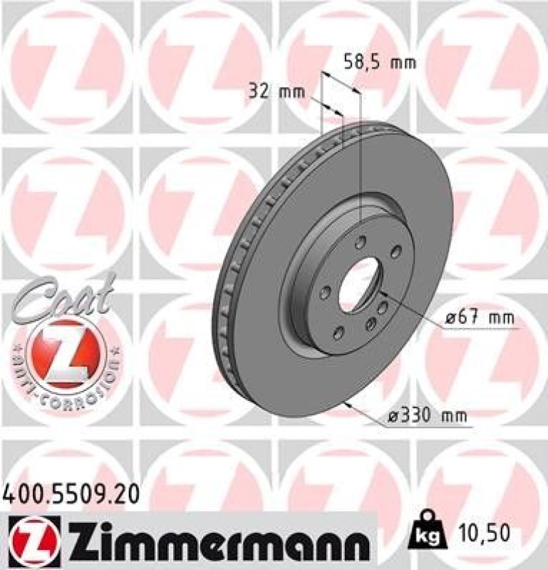 2x ZIMMERMANN Bremsscheibe COAT Z