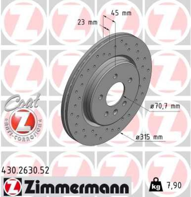 2x ZIMMERMANN Brake Disc SPORT BRAKE DISC COAT Z