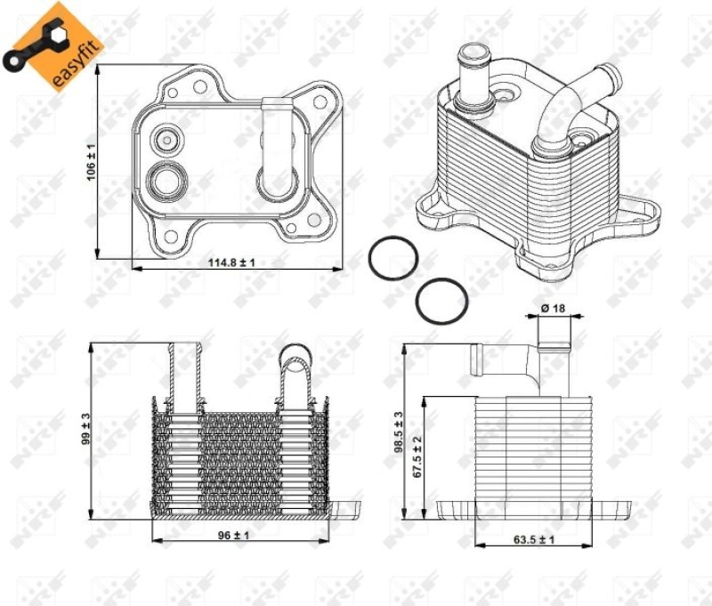 NRF Oil Cooler, automatic transmission EASY FIT