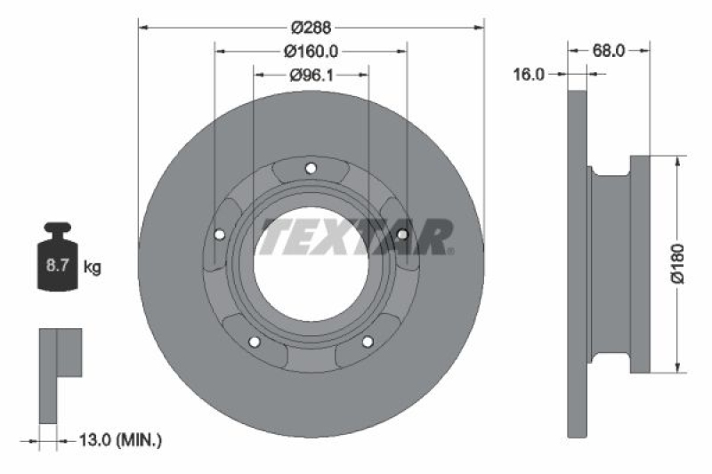 2x TEXTAR Bremsscheibe