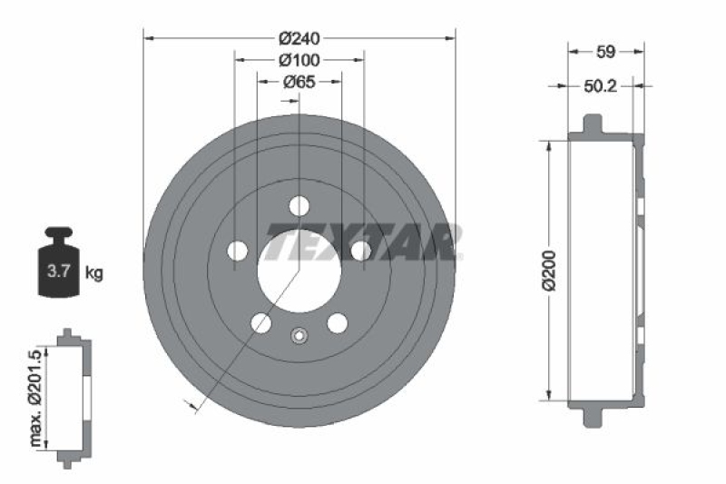 2x TEXTAR Brake Drum