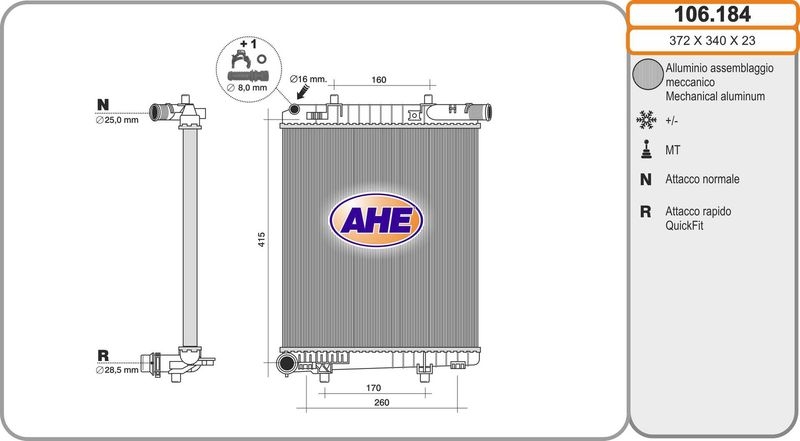 AHE Radiator, engine cooling