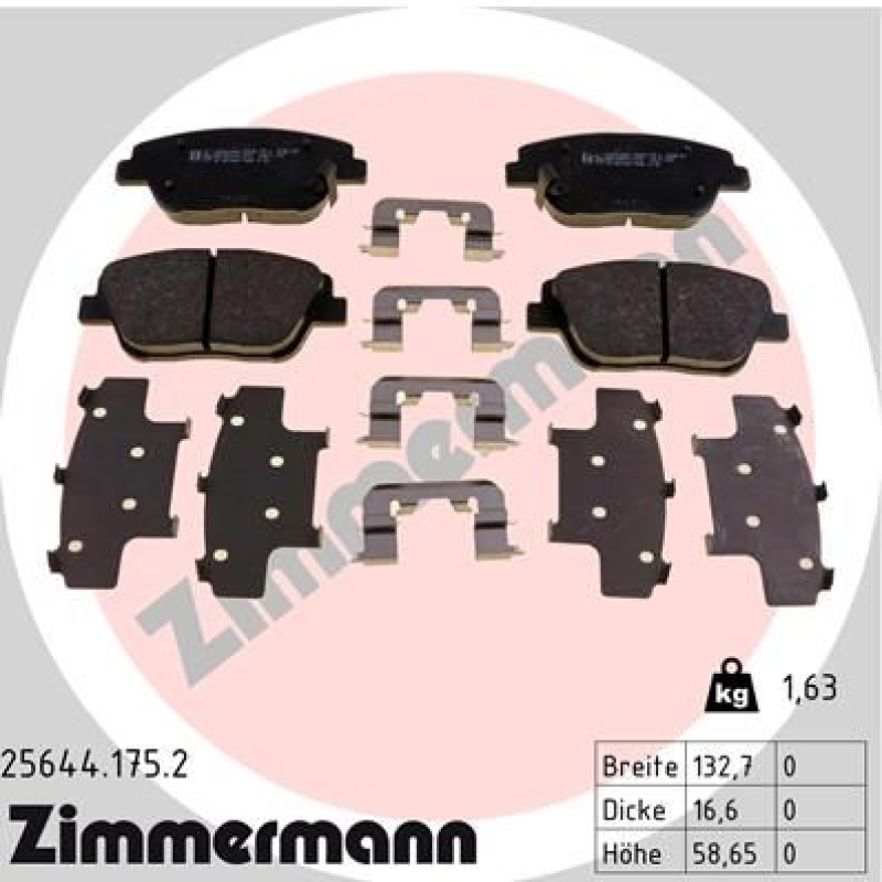 ZIMMERMANN Bremsbelagsatz, Scheibenbremse