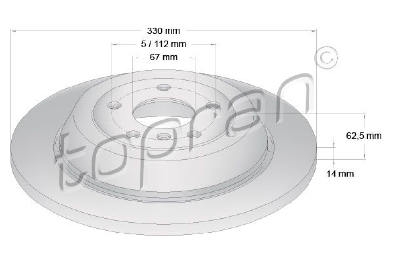 2x TOPRAN Brake Disc COATED