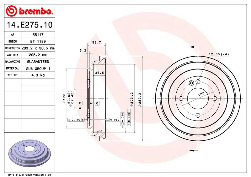 2x BREMBO Brake Drum ESSENTIAL LINE