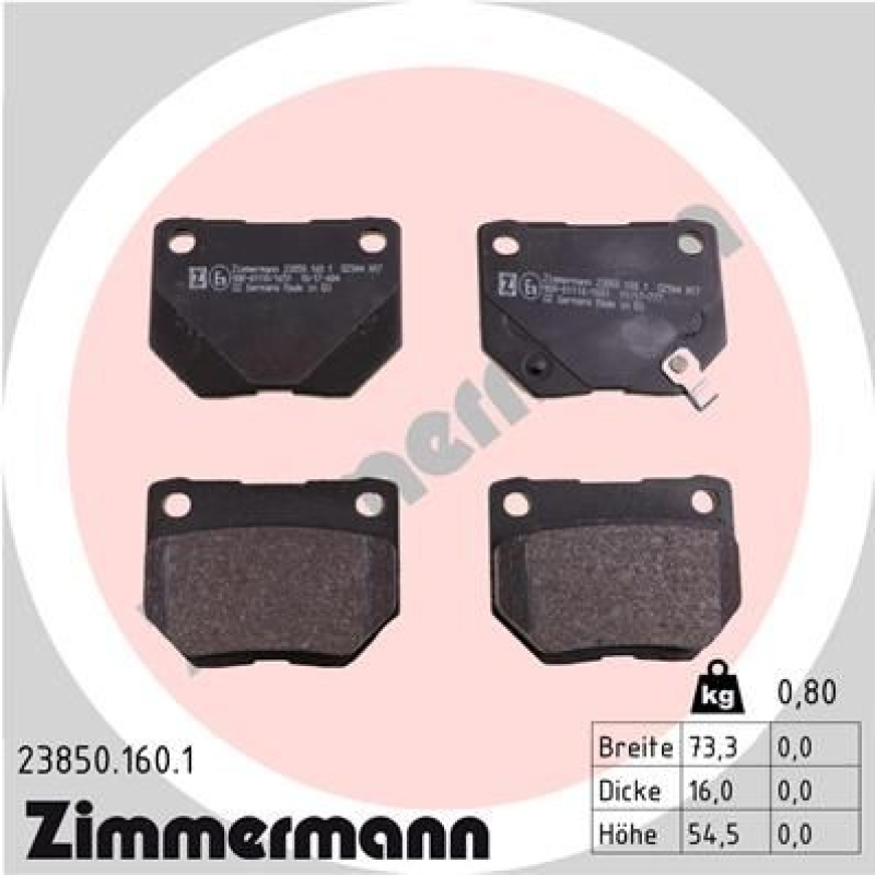 ZIMMERMANN Brake Pad Set, disc brake