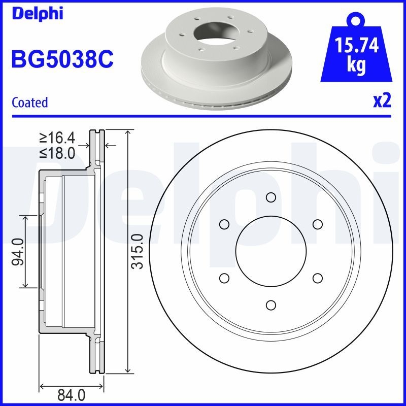 2x DELPHI Brake Disc