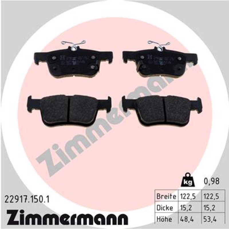 ZIMMERMANN Brake Pad Set, disc brake