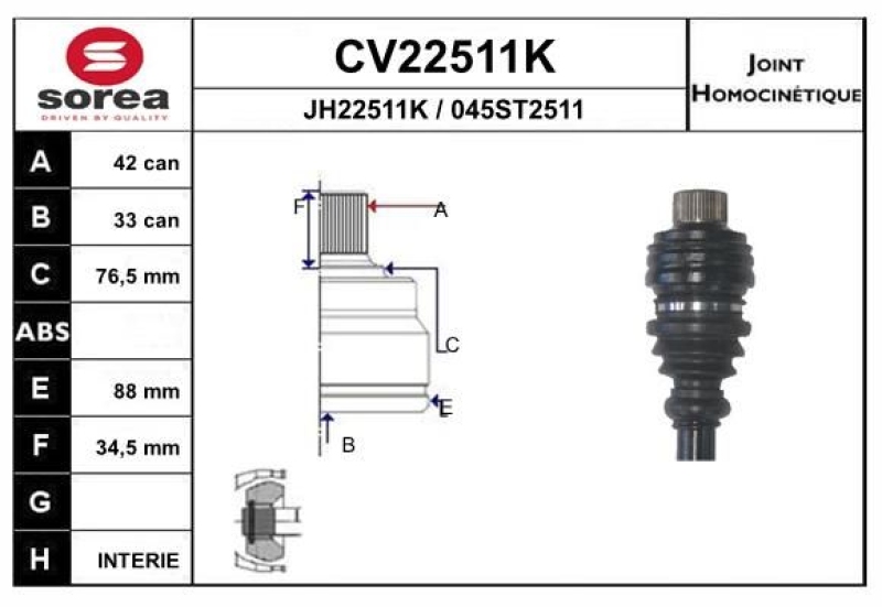 EAI Joint Kit, drive shaft