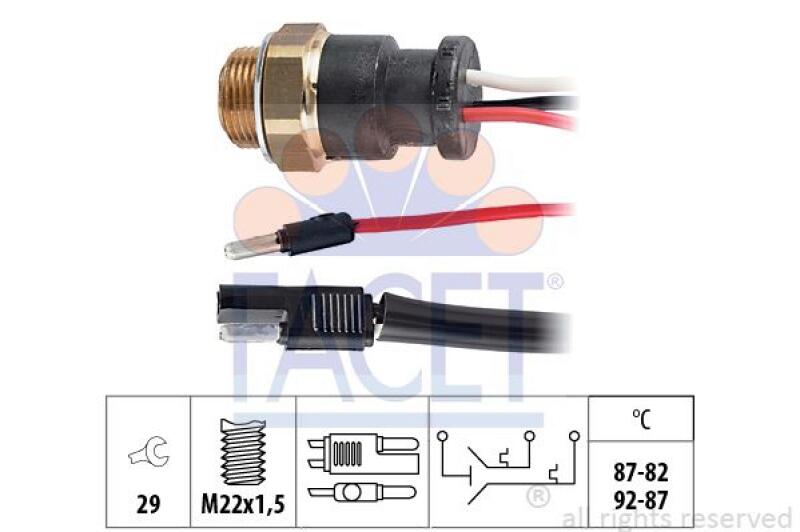 FACET Temperature Switch, radiator fan Made in Italy - OE Equivalent