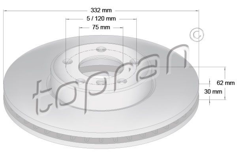 2x TOPRAN Bremsscheibe COATED