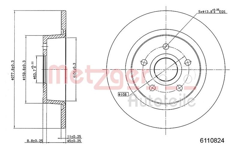 2x METZGER Brake Disc