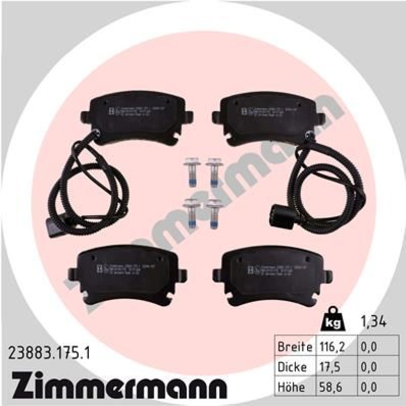 2x ZIMMERMANN Bremsscheiben Ø335mm + Beläge Hinten passend für VW Phaeton 3.0 V6