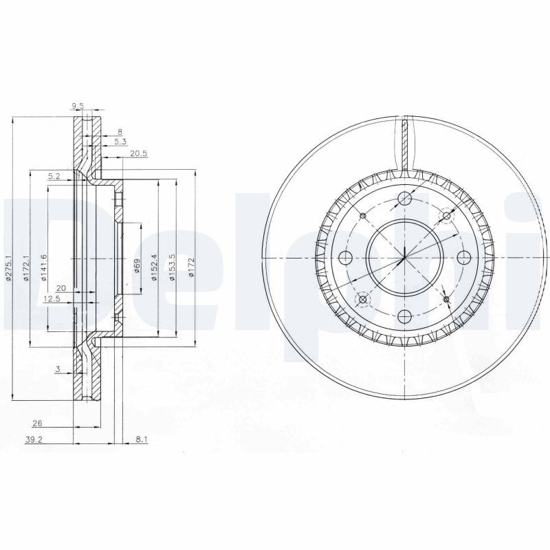 2x DELPHI Bremsscheibe