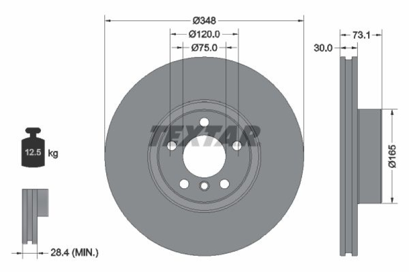 2x TEXTAR Bremsscheibe PRO+