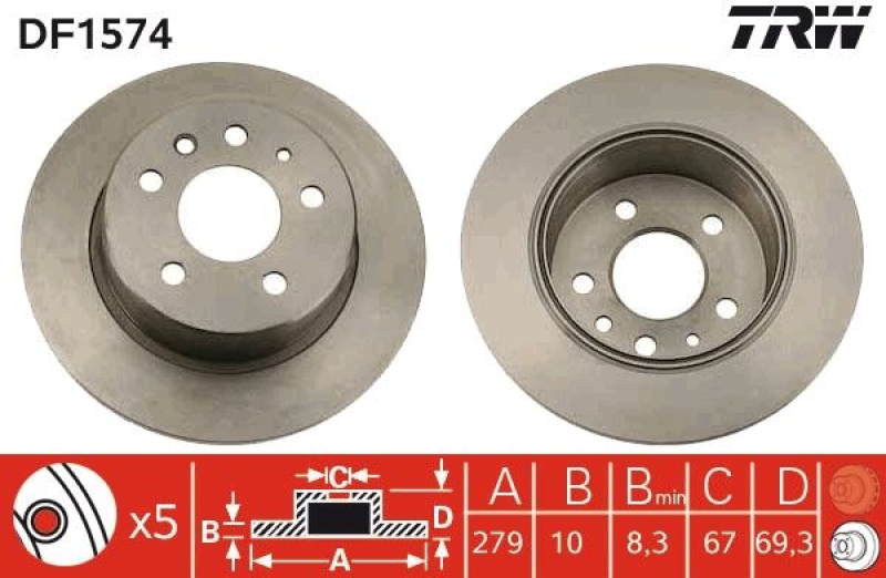 2x TRW Bremsscheibe