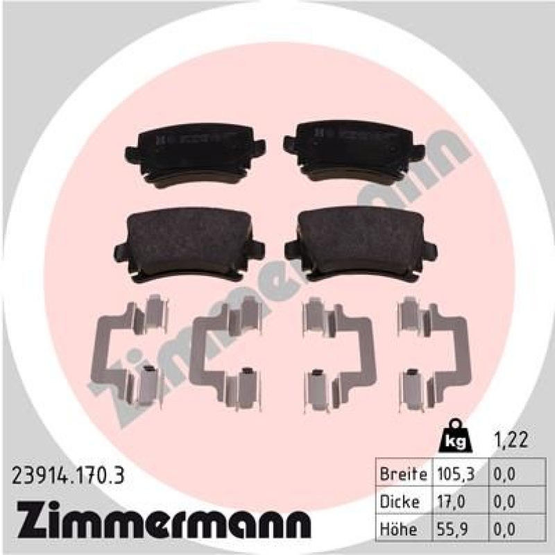 ZIMMERMANN Bremsbelagsatz, Scheibenbremse