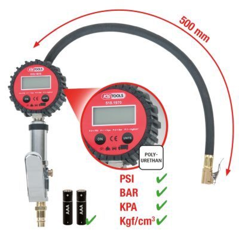 KS TOOLS Druckluftreifenprüfer/-füller