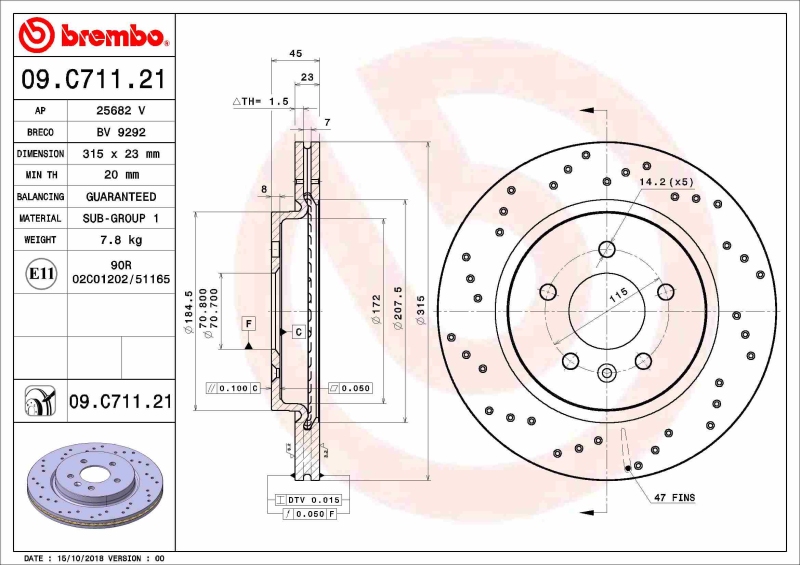 2x BREMBO Bremsscheibe PRIME LINE - UV Coated