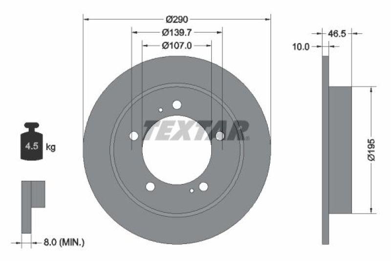 2x TEXTAR Brake Disc PRO