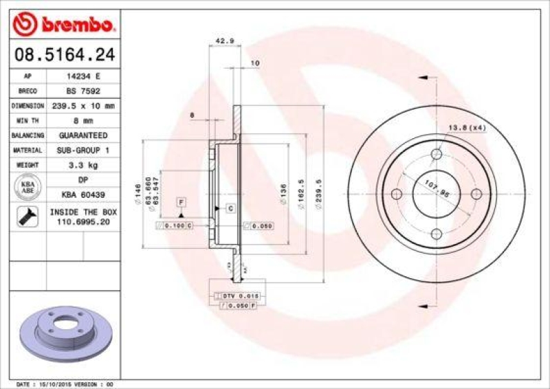 2x BREMBO Brake Disc PRIME LINE