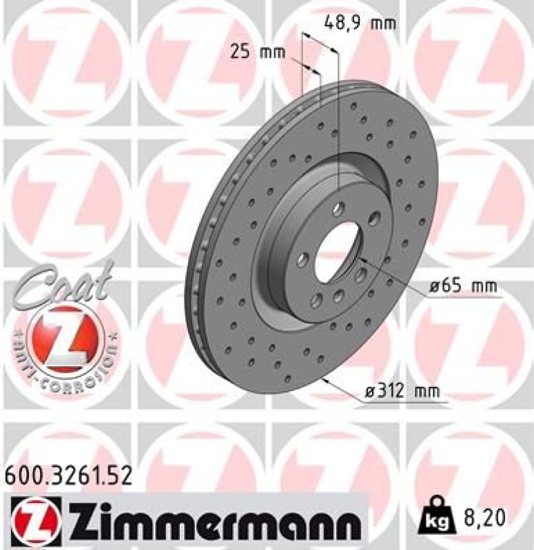 2x ZIMMERMANN Brake Disc SPORT BRAKE DISC COAT Z