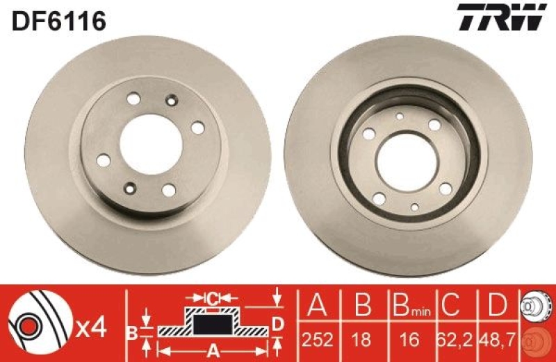 2x TRW Brake Disc