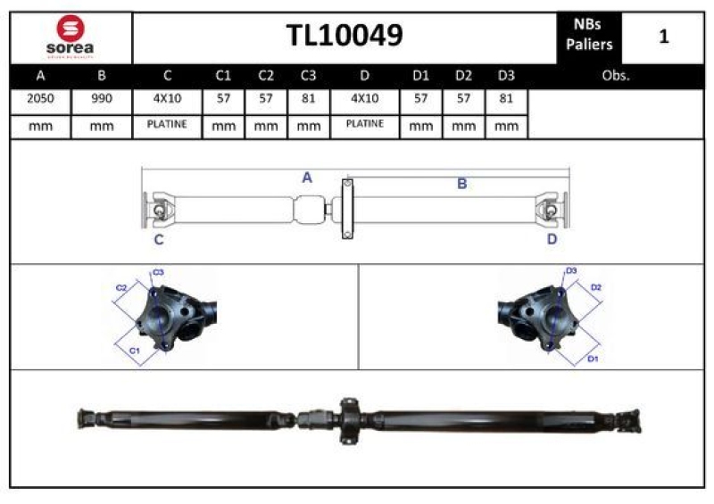 EAI Propshaft, axle drive