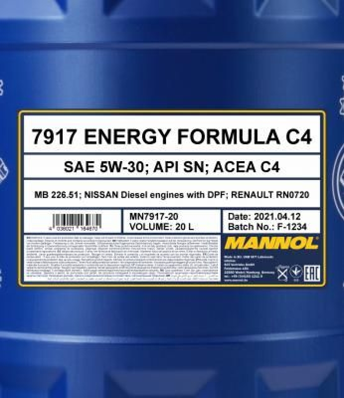 20L Mannol Energy Formula C4 5W-30 Motoröl