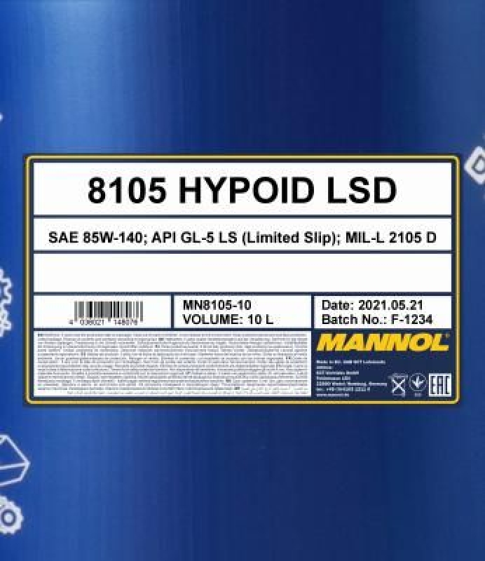 10L Mannol Schaltgetriebeöl Hypoid LSD 85W-140 GL-5