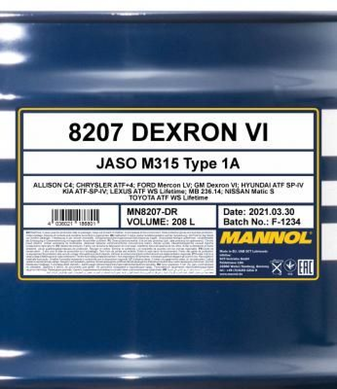 208L MANNOL Dexron VI Automatikgetriebeöl