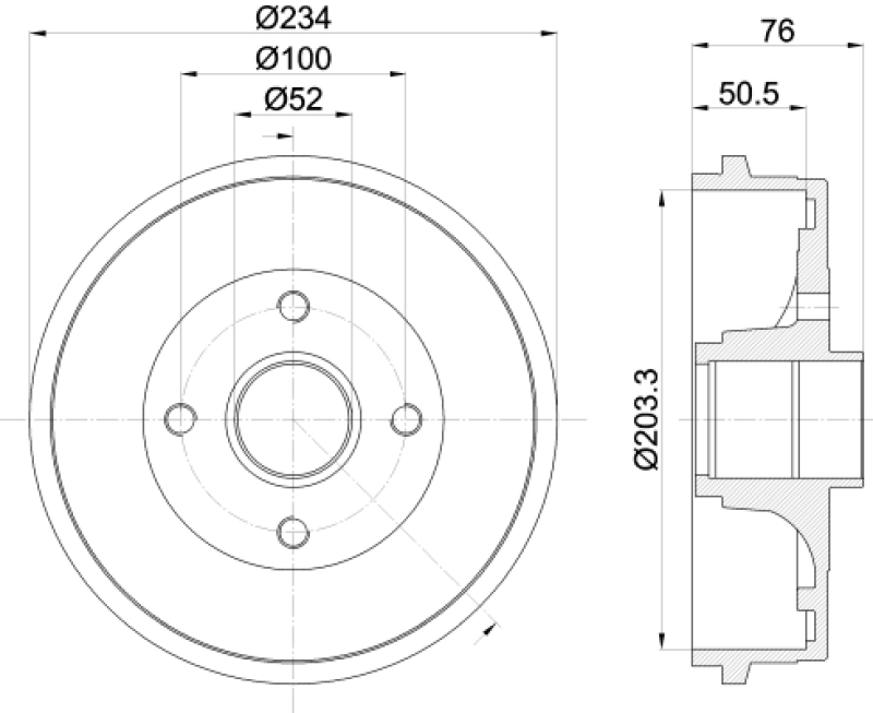 2x HELLA Brake Drum