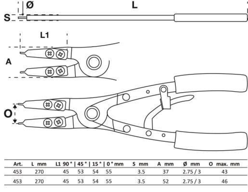 BGS Pliers Set, circlip