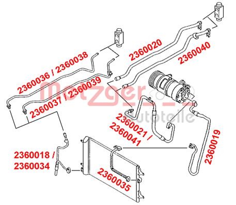 METZGER High-/Low Pressure Line, air conditioning