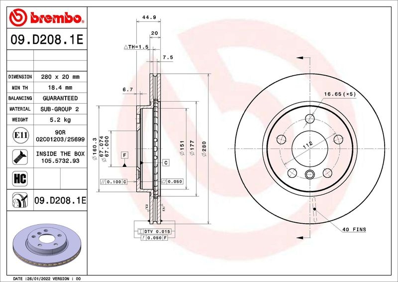 BREMBO Bremsensatz, Scheibenbremse BEYOND LINE - EV