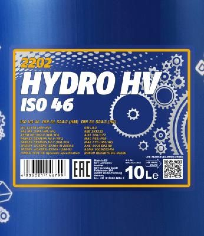 10L Mannol Hydro HV ISO 46 HVLP 46 Hydrauliköl