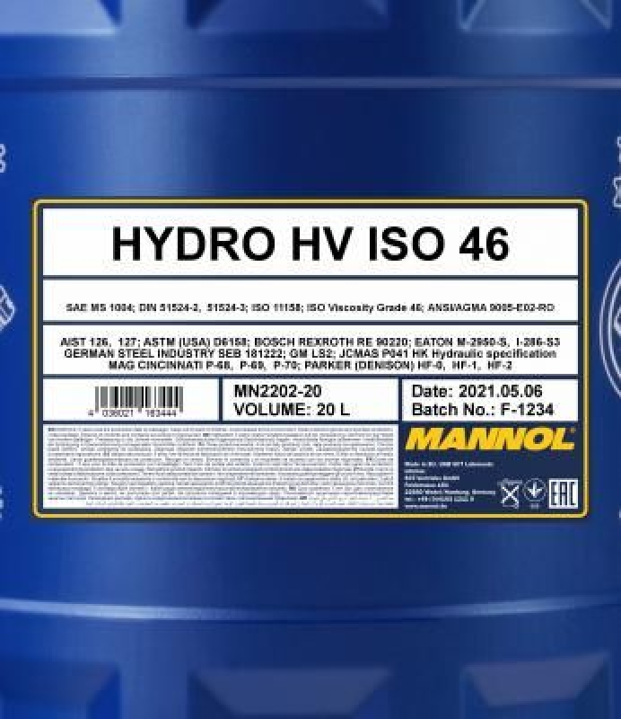 20L Mannol Hydro HV ISO 46 HVLP 46 Hydrauliköl