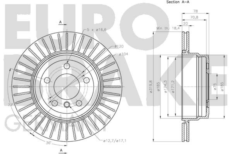 2x EUROBRAKE Brake Disc