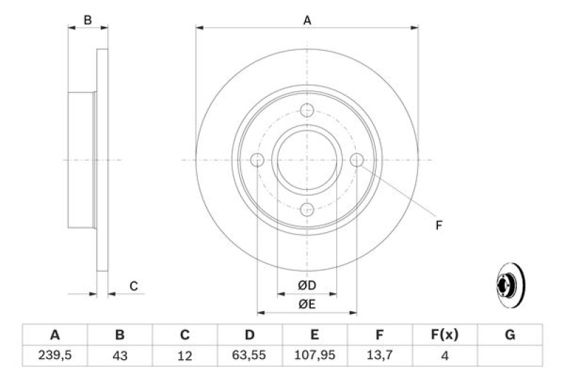 2x BOSCH Brake Disc