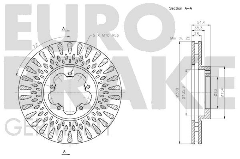 2x EUROBRAKE Brake Disc