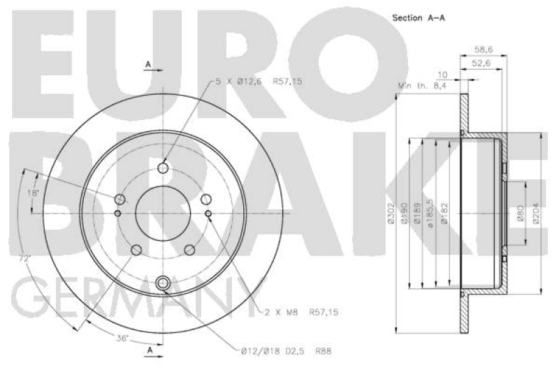 2x EUROBRAKE Bremsscheibe