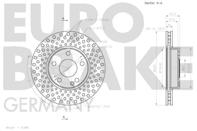 2x EUROBRAKE Brake Disc