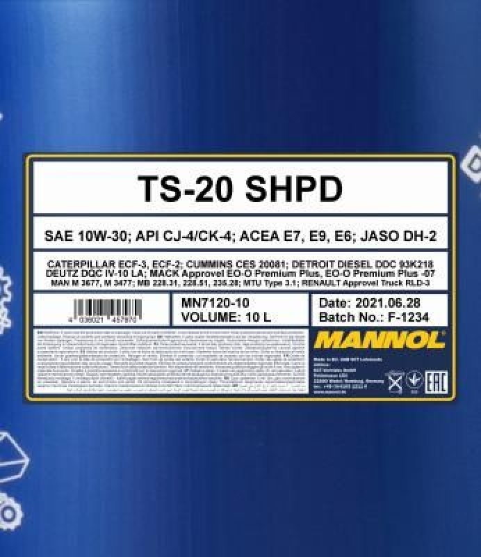 10L MANNOL TS-20 SHPD 10W-30 Motoröl