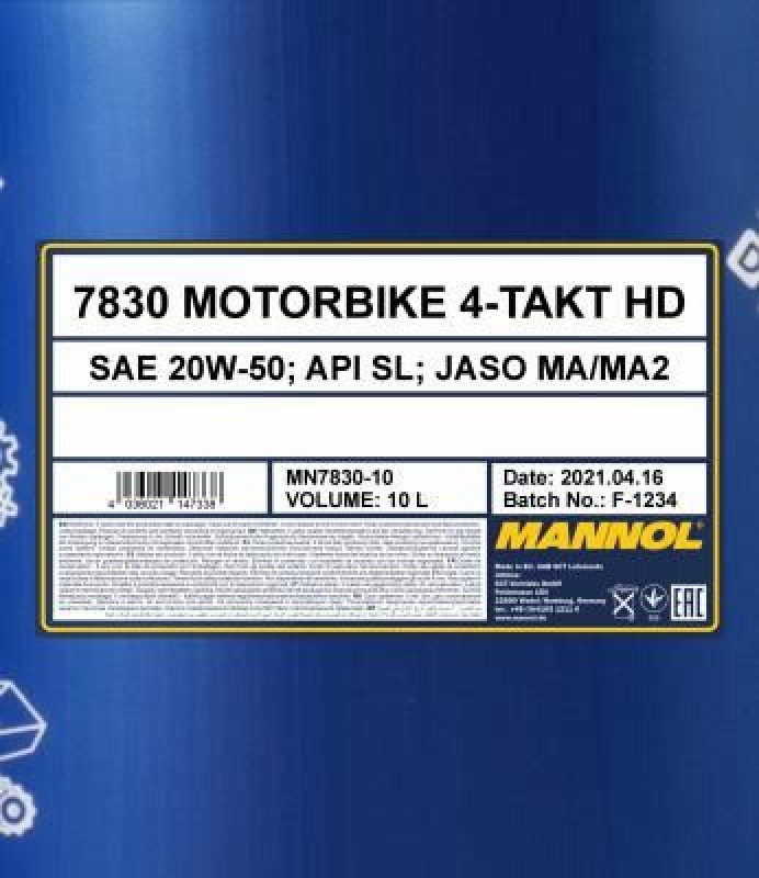 10L Mannol 4-Takt Motorbike 20W-50 HD Motoröl