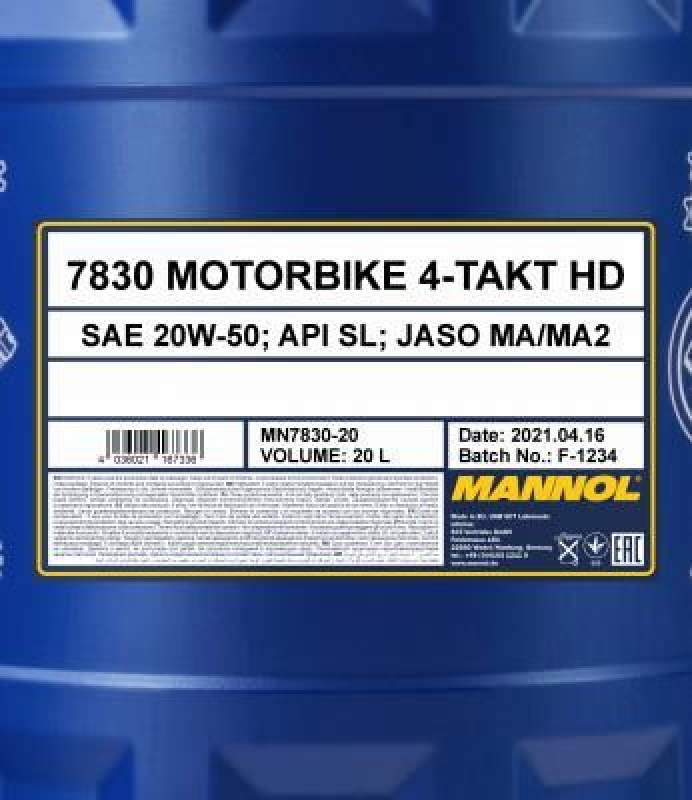 20L Mannol 4-Takt Motorbike 20W-50 HD Motoröl