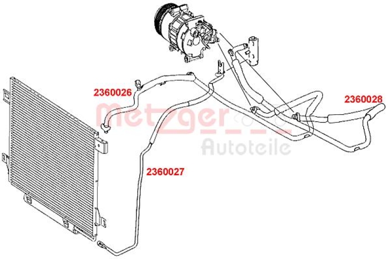 METZGER High Pressure Line, air conditioning GREENPARTS