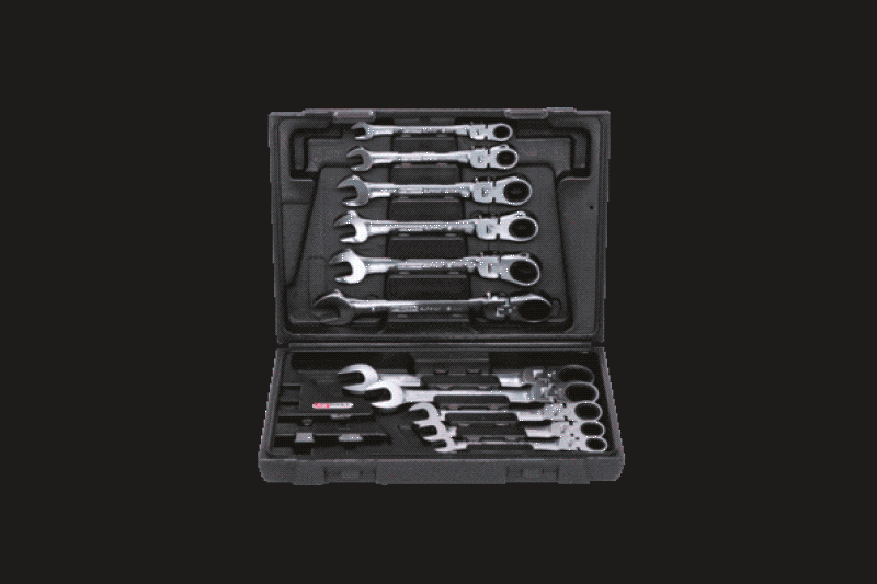 KS TOOLS Ratchet Ring Open-ended Spanner Set