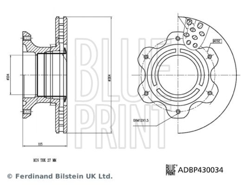 2x BLUE PRINT Bremsscheibe